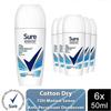6x Deodorant Roll-on Sure Women Motion Sense AP 72H Nonstop, Cotton Dry, 50ml
