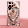 Gloss Luxury Ornate Heart Fashion phone case s26 ultra case glass for Samsung Galaxy S26 S25 S24 S23 S22 FE Ultra Plus