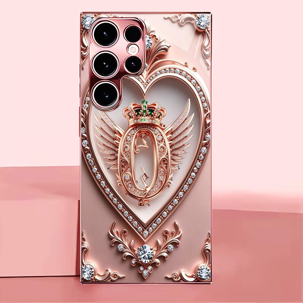 Gloss Luxury Ornate Heart Fashion phone case s26 ultra case glass for Samsung Galaxy S26 S25 S24 S23 S22 FE Ultra Plus