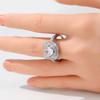 Exquisite Inlaid White CZ Women's Ring Trendy CopperColor Hand Carving Daily Wear Party Jewelry Anniversary Gift