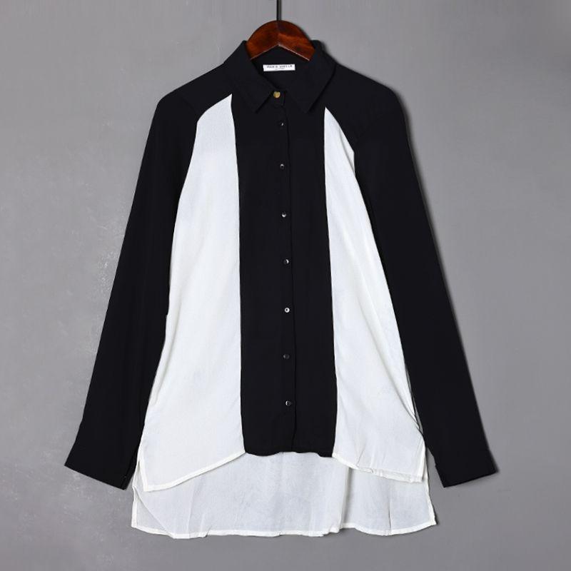 

Женская рубашка с длинным рукавом, свободного кроя, в черно-белую клетку, на пуговицах 02 All yards