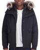 Men's Faux-Fur-Trim Quilted-Bib Hooded Bomber Jacket