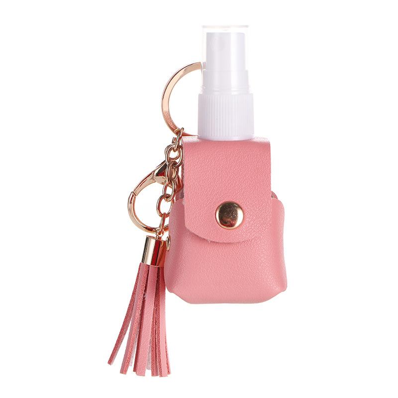 Travel Portable Spray Bottle Keychain,With Tassel and Pu Leather Case,Skin Care Lotion Split Bottle Spray Keychain 5*5cm розовый