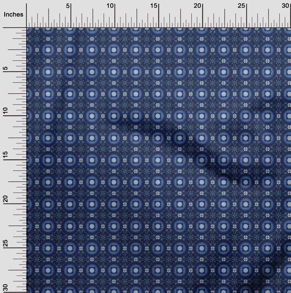 oneOone Cotton Poplin Blue Fabric Arabic Moroccan Quilting Supplies Print Sewing Fabric By The Yard 42 Inch