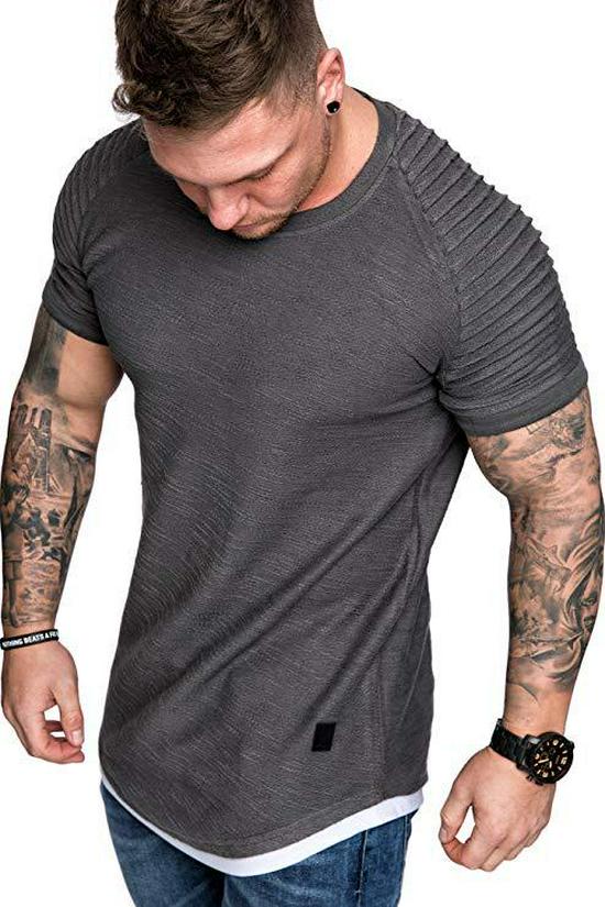 

Men s Casual Solid Color Short Sleeve T-Shirt for Summer M