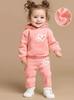 Girls' Toddler/Children's 2-Piece Autumn/Winter Set: Heart-Patterned Hooded Wool Sweatshirt & Sweatpants
