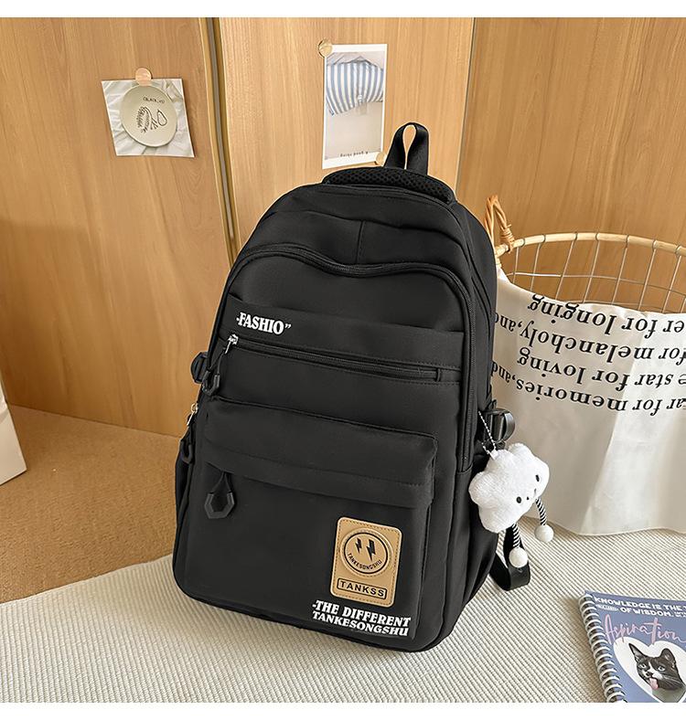 School Bag Korean Version Ins Wind Smiley Face Backpack Campus Junior and High School Students Versatile School Bag Casual Simple Large-capacity