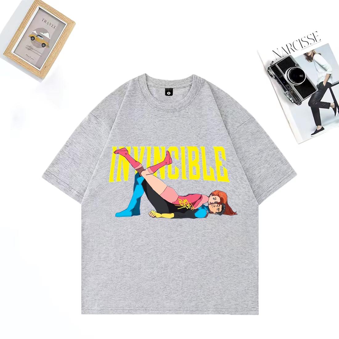 

Invincible Meme Hip Hop Streetwear Vintage Tshirt Men Woman Harajuku Clothes Fashion Short Sleeve Anime Cotton Tops Tee Shirt 4XL
