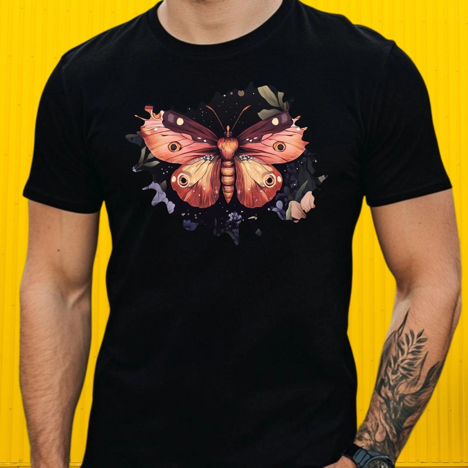 T-Shirt Herren Motte mit Blumen Motiv Baumwolle Größe S bis 5XL L