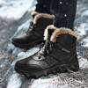 Winter Snow Boots Men Outdoor Shoes High-top Lace-up Anti-slip Ankle Boots Keep Warm Comfortable Plush Casual Shoes Men