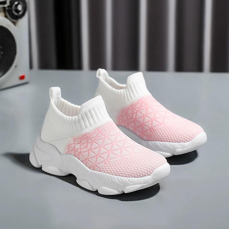 Kids Sock Sneakers Breathable Mesh Slip-on Casual Shoes Lightweight Soft Sole Running Shoes for Girls