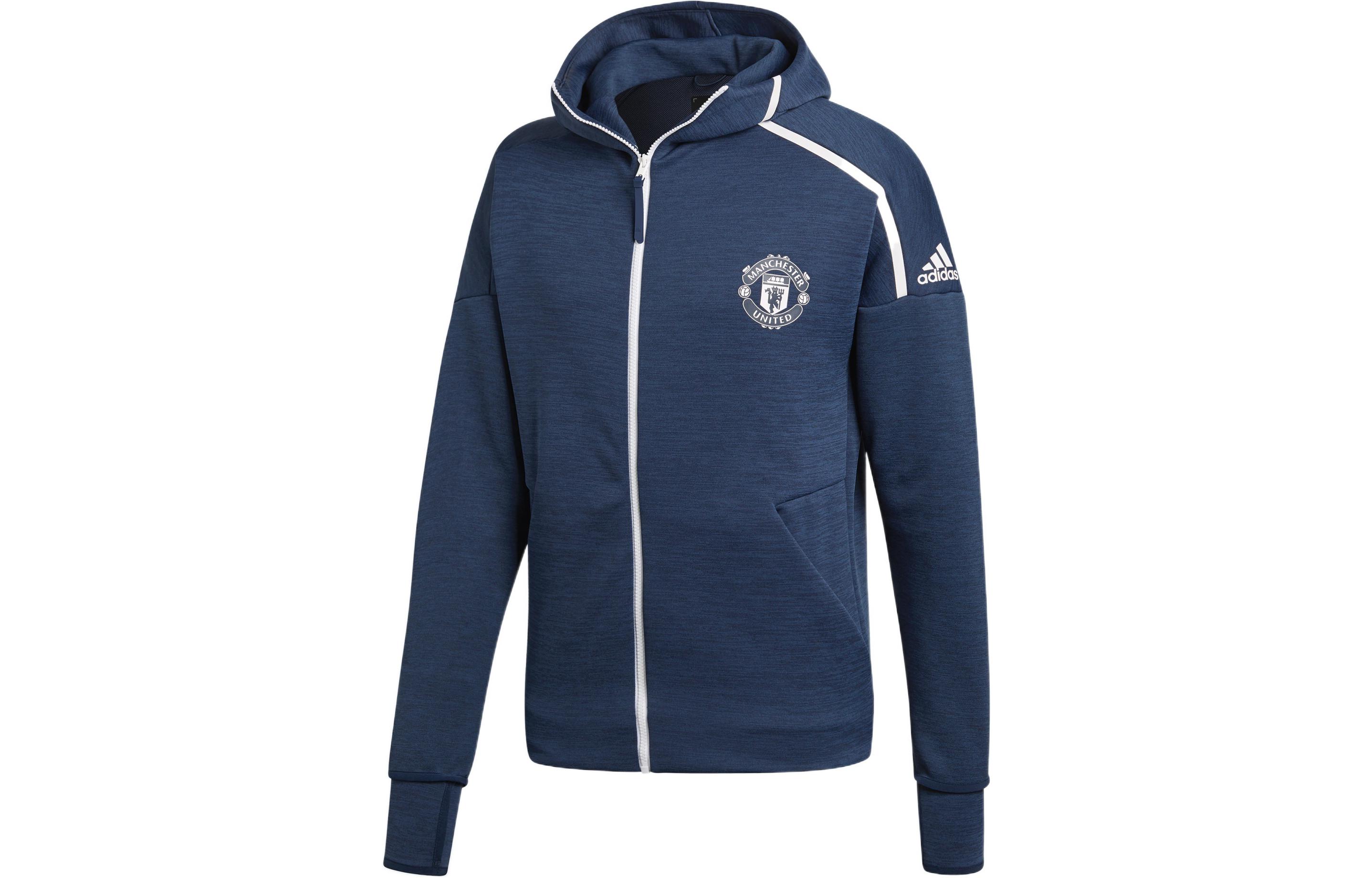 Мужские куртки Adidas MUFC Синие с капюшоном Умеренный прямой крой CY6102 M