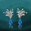 Imitation Aquamarine Fireworks Lovers Earrings Earrings Set Luxury Water Drop-Shaped Topaz Open Color Treasure Ring