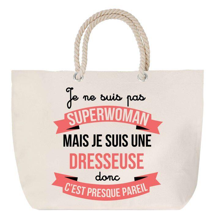 Sac de plage avec anse corde Dresseuse Superwoman Cadeau Anniversaire Noël | Grand Sac de Transport & Sport