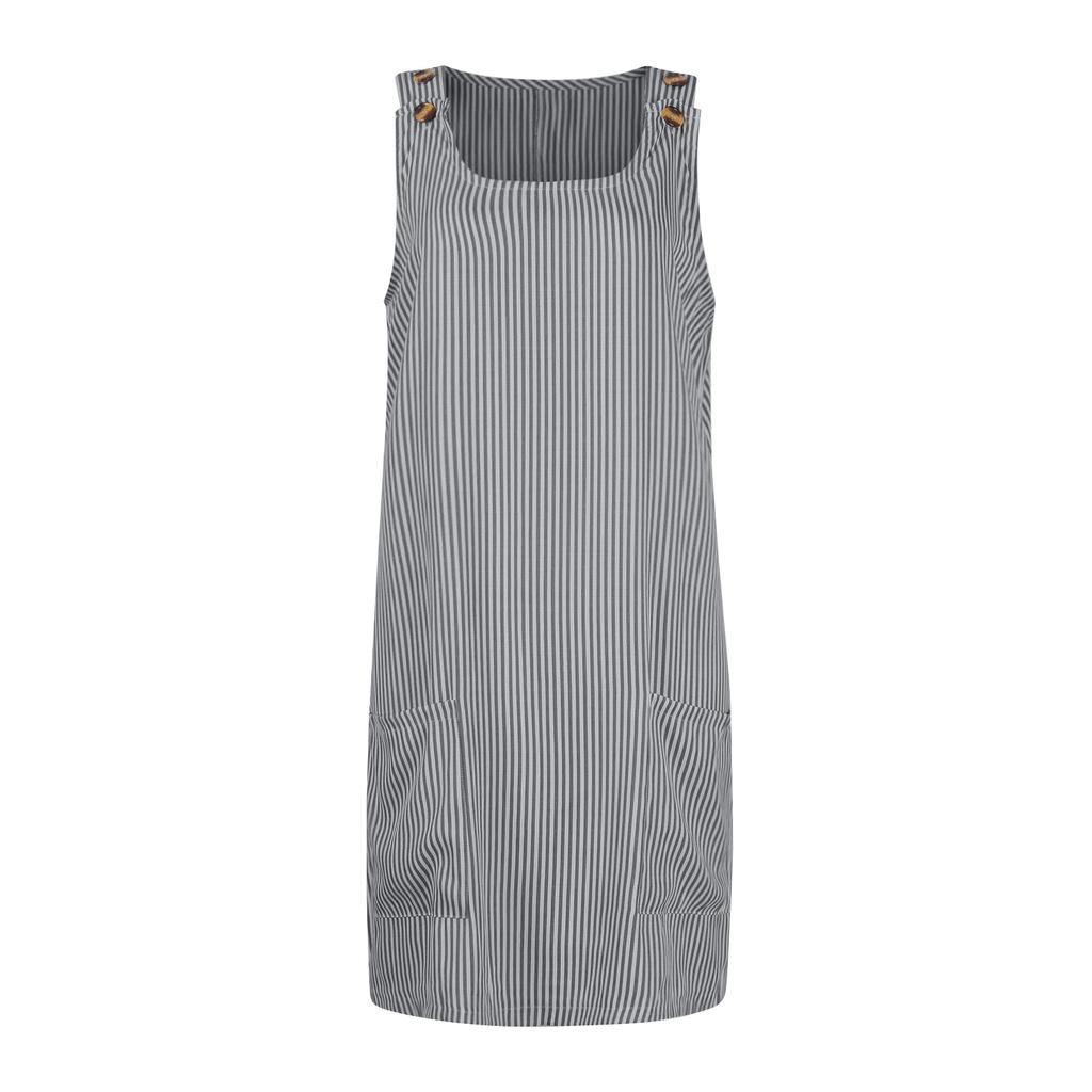 Women's Round-neck Button-and-shoulder Pocket Casual Dress