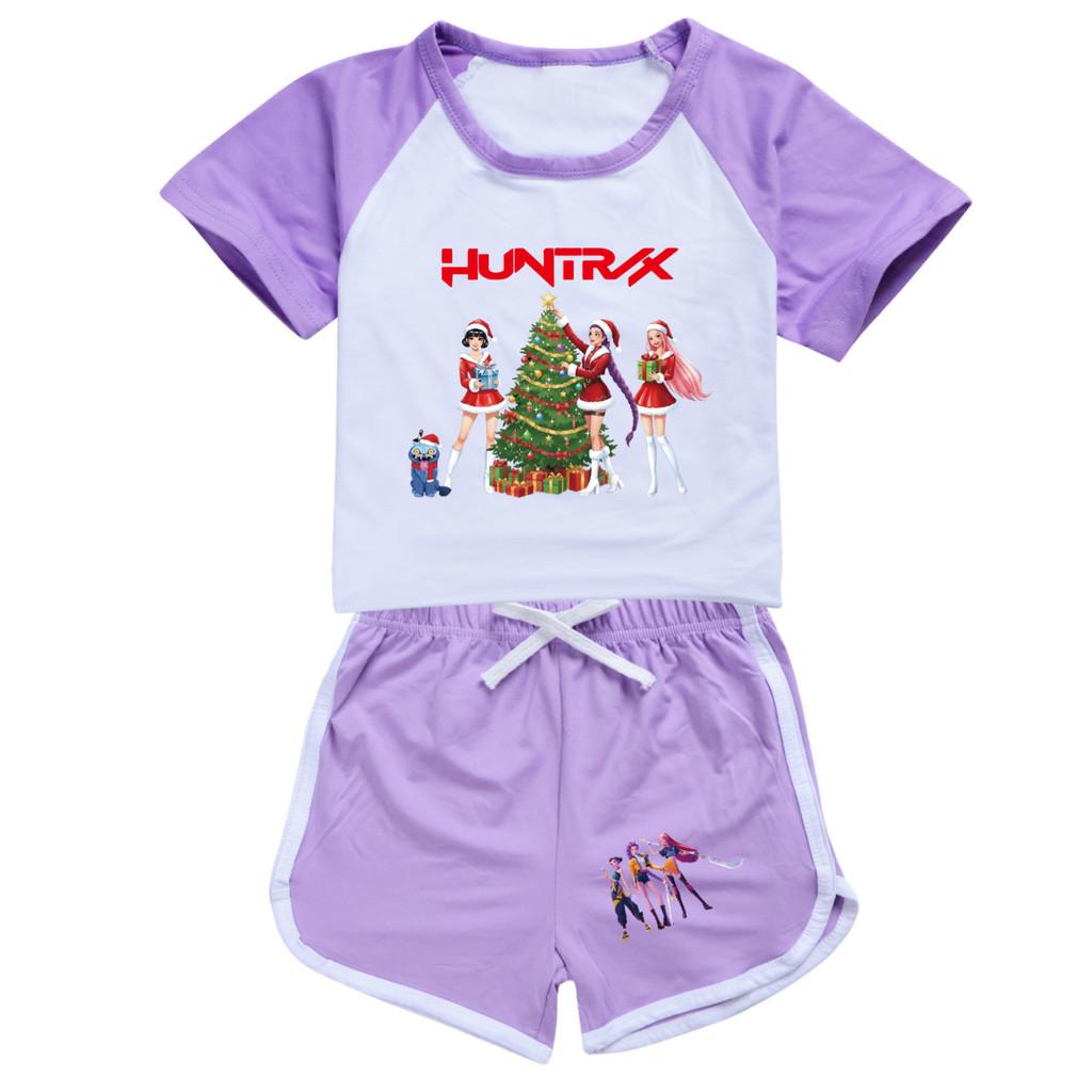 5085 Kids Girls Christmas POP Rumi Zoey Mira Print T-shirt Shorts Sport Tracksuit Clothes Set