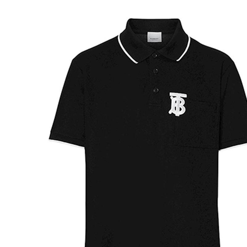 Burberry Polo Shirts Men's Black Polo Collar Moderate Straight Fit 80136081