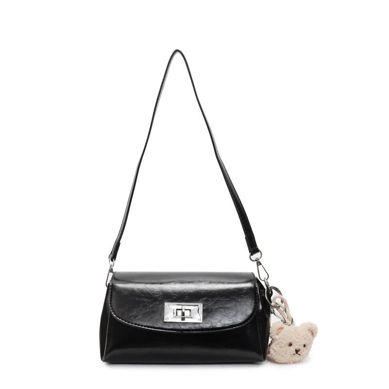 Popular hot-selling Korean version of casual simple style solid color pillow bag women's commuting versatile texture oil wax leather messenger bag