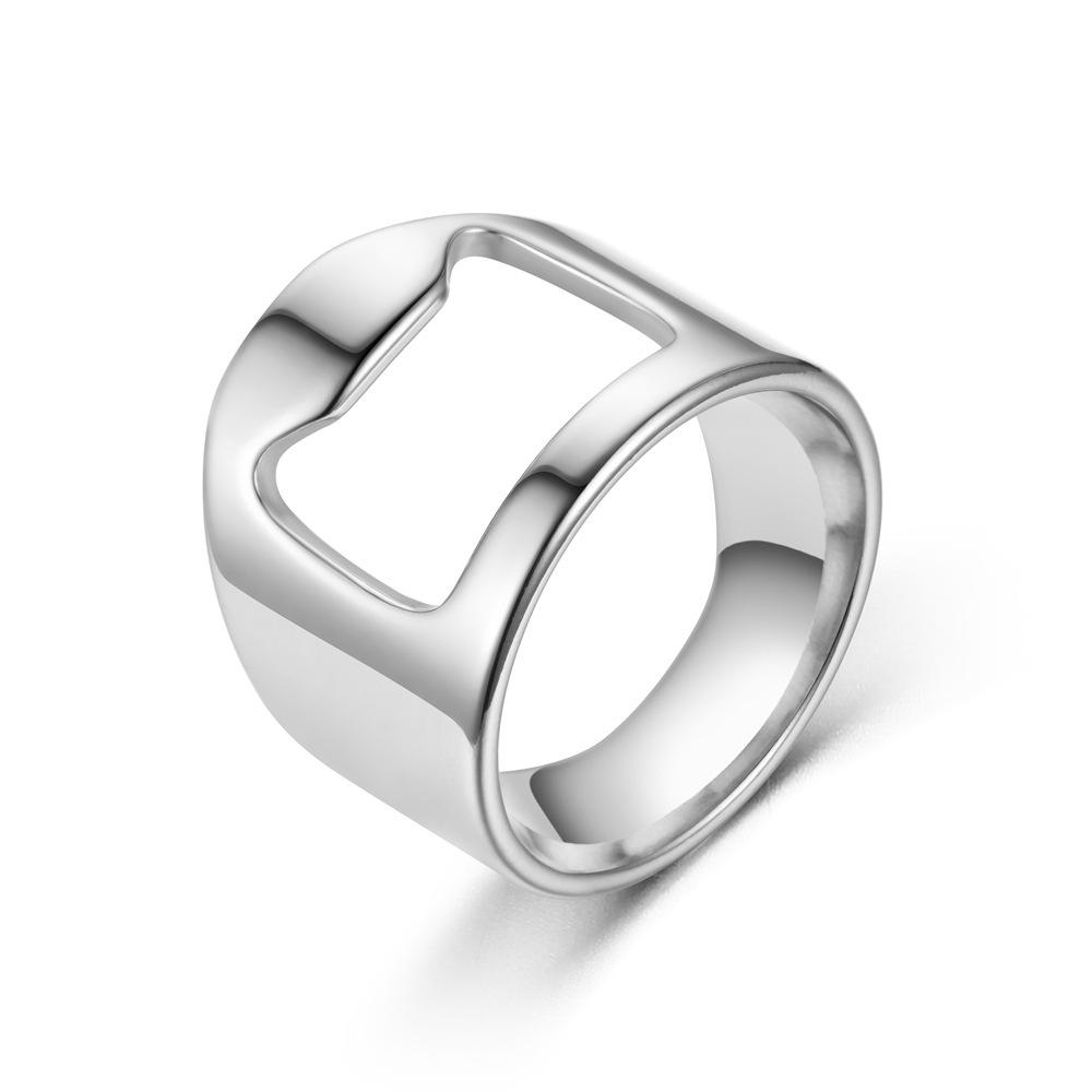 Men's Stainless Steel Bottle Opener Ring - Creative Finger Jewelry, Douyin Style