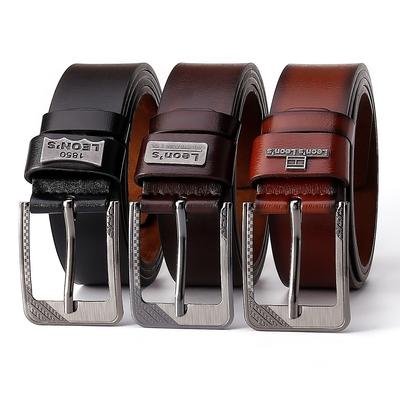 New Men's Premium Casual Belt Minimalist Genuine Leather Strap with Classic Pin Buckle Adjustable Waist 30-42 for Business & Daily Outfits