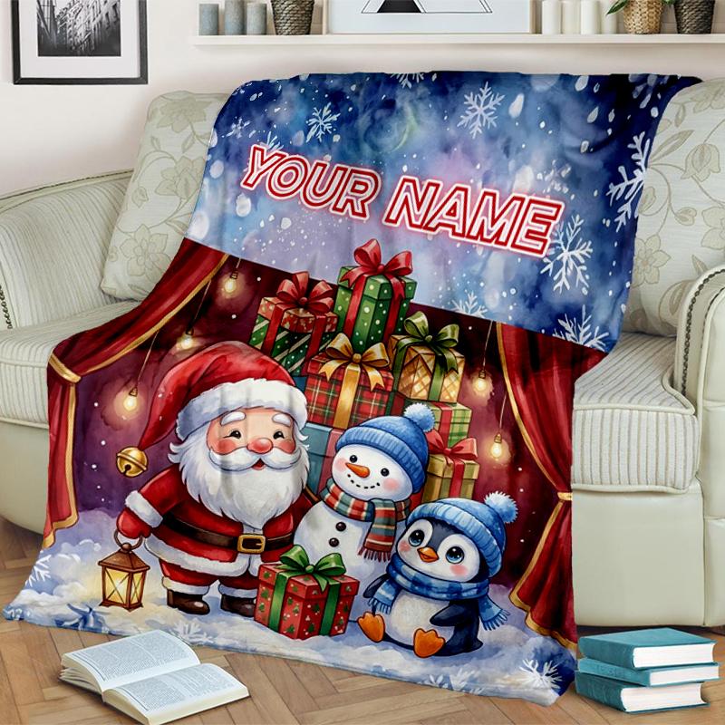 1PC Custom Name Christmas Magic Night blanket versatile,all-season throw suitable for the living room,bedroom,camping,travel,and gift