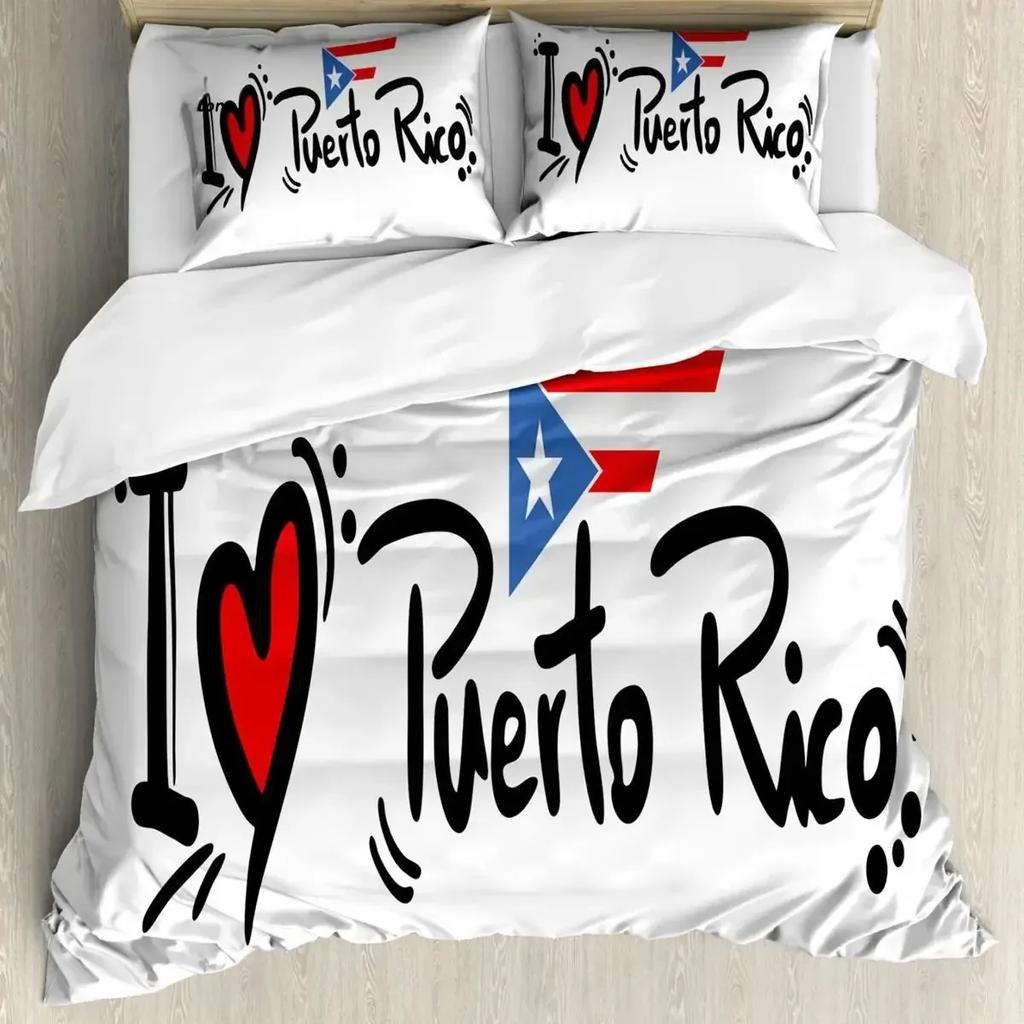Puerto Rico National Flag Duvet Cover Set Twin Full King Size Gay Rainbow Bedding Set Microfiber Star Love Heart Comforter Cover