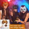 Cats  Foxes Mask with Furs Eye Mesh Felts Sheet Therians Dress Up Mask to Paint for Halloween Masquerade Cosplay Party