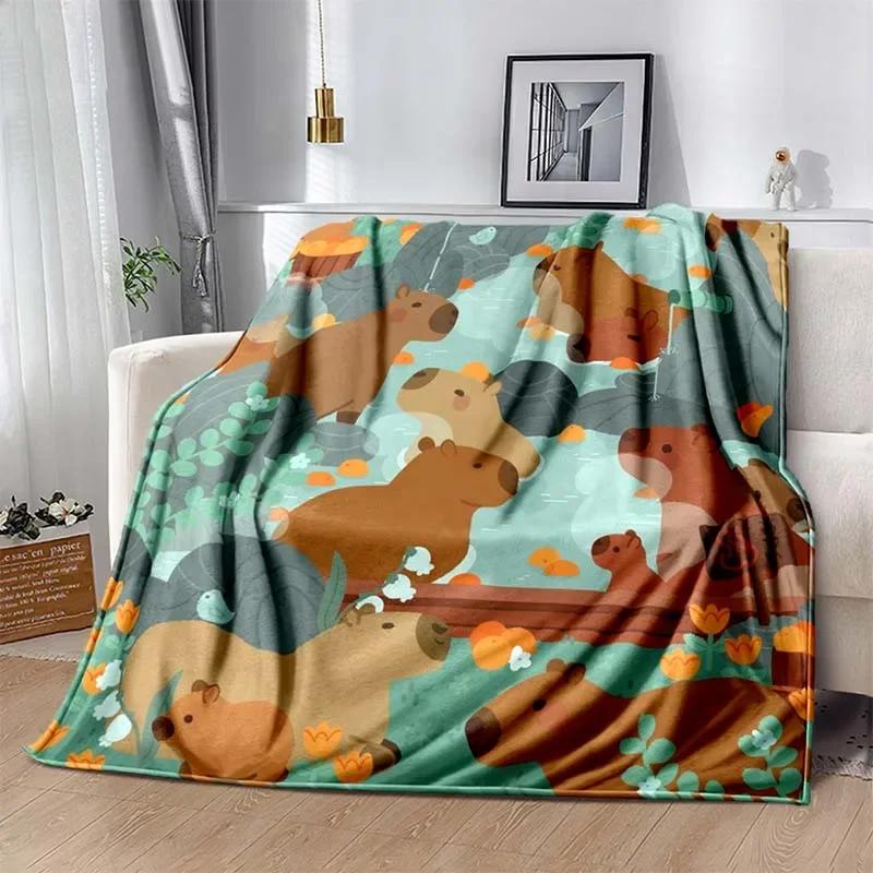Warm Soft Capybara Throw Blanket Fluffy Plush Bedspread for Adults  Kids Perfect for Sofa or Bed  Ideal Gift