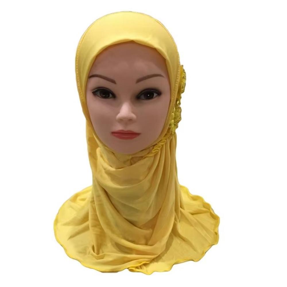 Einfarbige Blumen Kopf Mädchen Muslimischer Hijab Gebetshut 50cm Islamischer Schal Stolen Dubai Arabisch