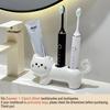 Cute Cat-Shaped Ceramic Toothbrush Holder, Space-Saving Bathroom Storage Stand with Sturdy Base