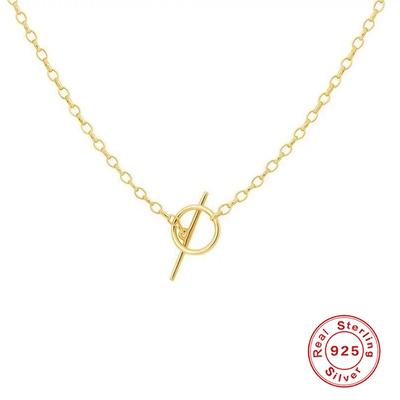 S925 Sterling Silver Simple Ot Buckle Creative Necklace Women'S Collarbone Chain Japanese And Korean Minimalist Wear Accessories