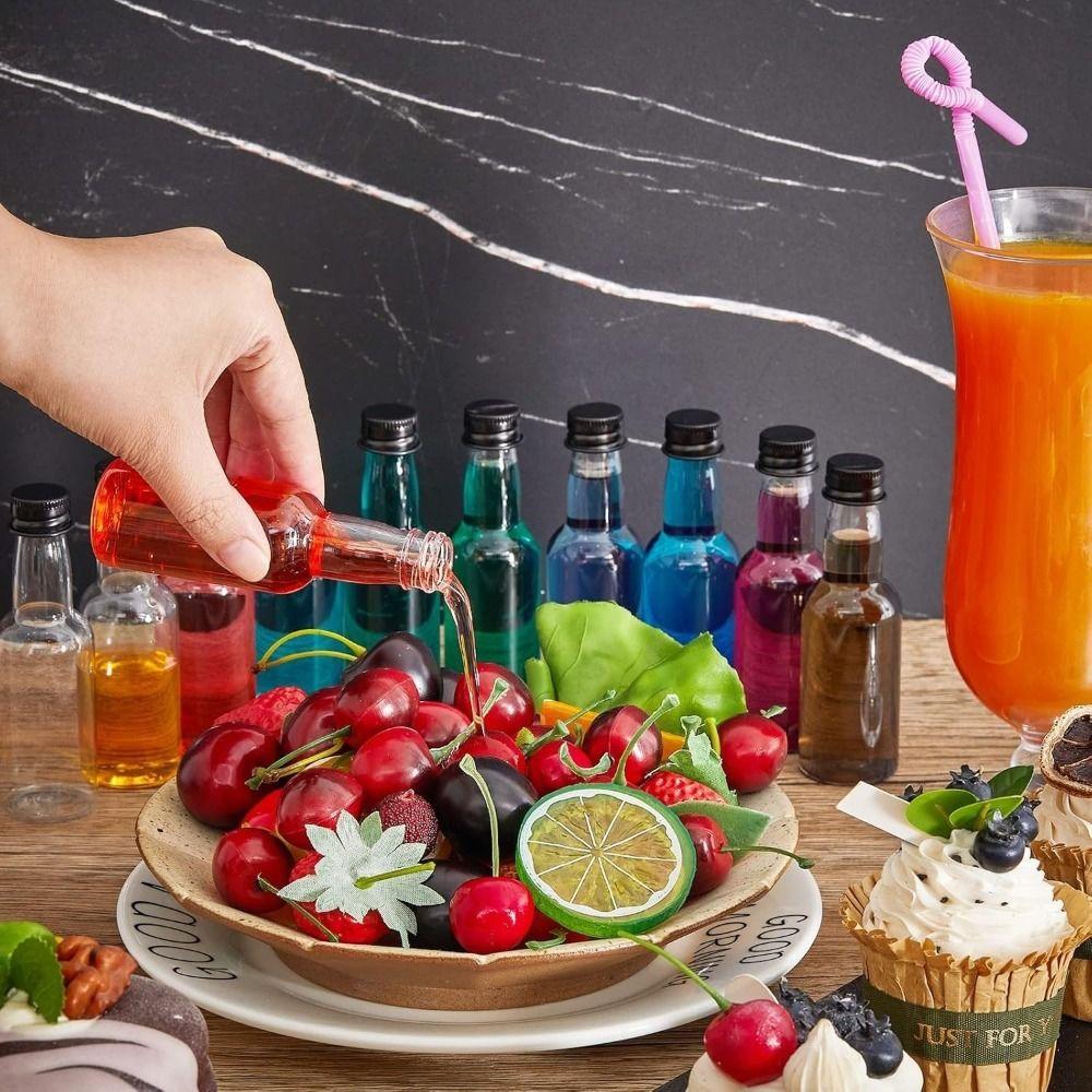 Silver Caps Plastic Spirit Bottles 50ml Capacity Travel Liquid Container Wedding Party Decoration