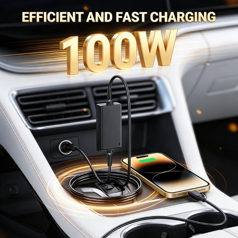 100W PD Typ C Autoladegerät Schnellladeadapter für Laptops Mit ABS-Metallgehäuse und Reise-Design