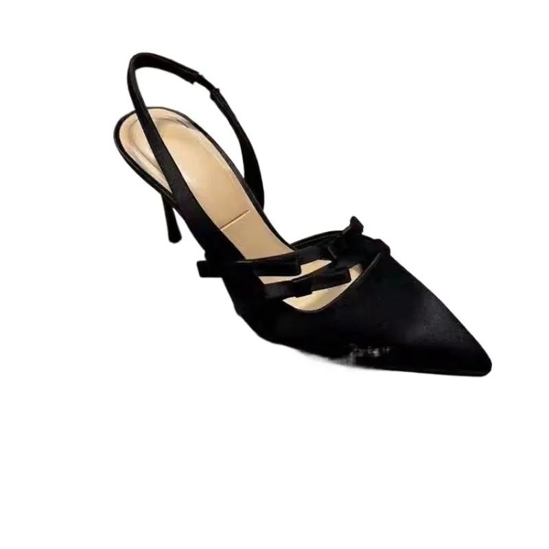 2025 Hot Sale Women's Pointed Toe Stiletto Heel Sandals Butterfly-knot Slingback Evening Party Shoes & Wedding Dress Pumps