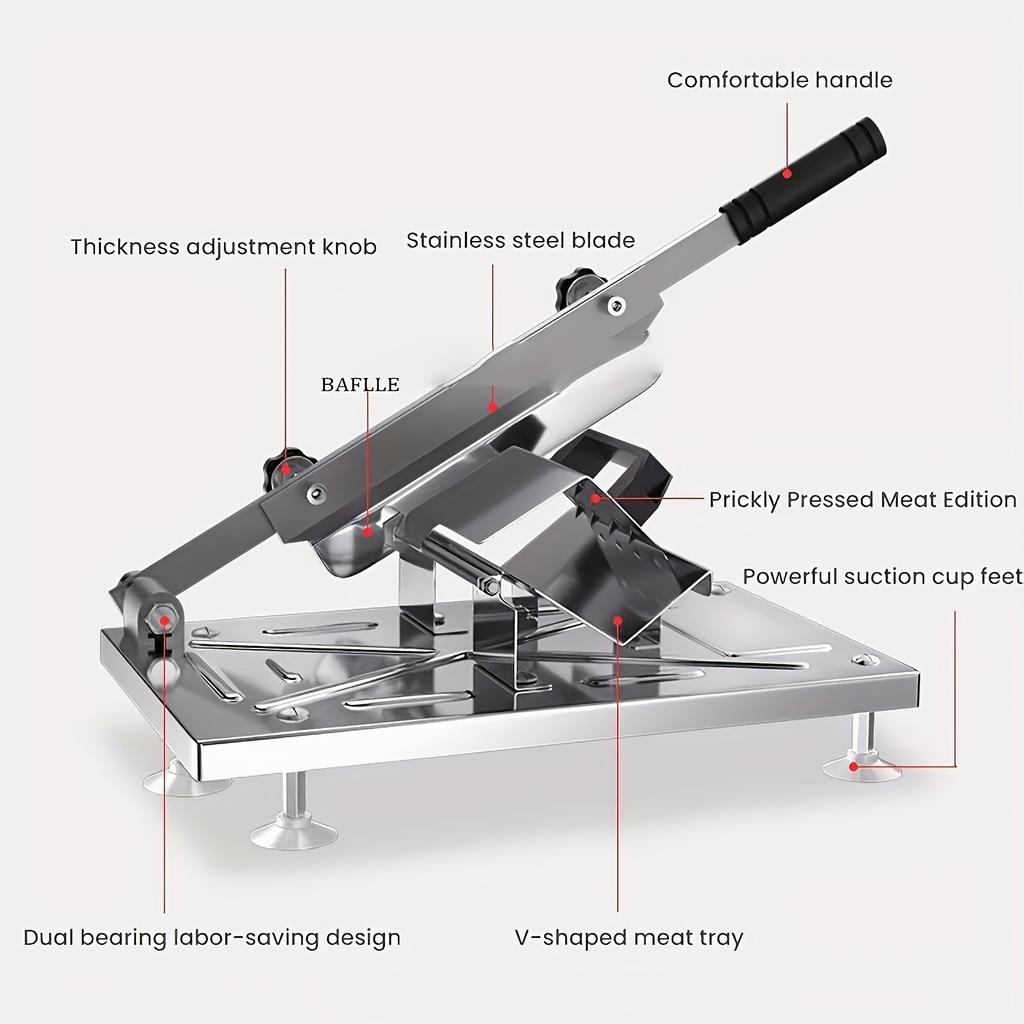 Home Kitchen Frozen Meat Slicer Manual Stainless Steel Food Cutter Slicing Machine Automatic Meat Delivery Nonslip Handle