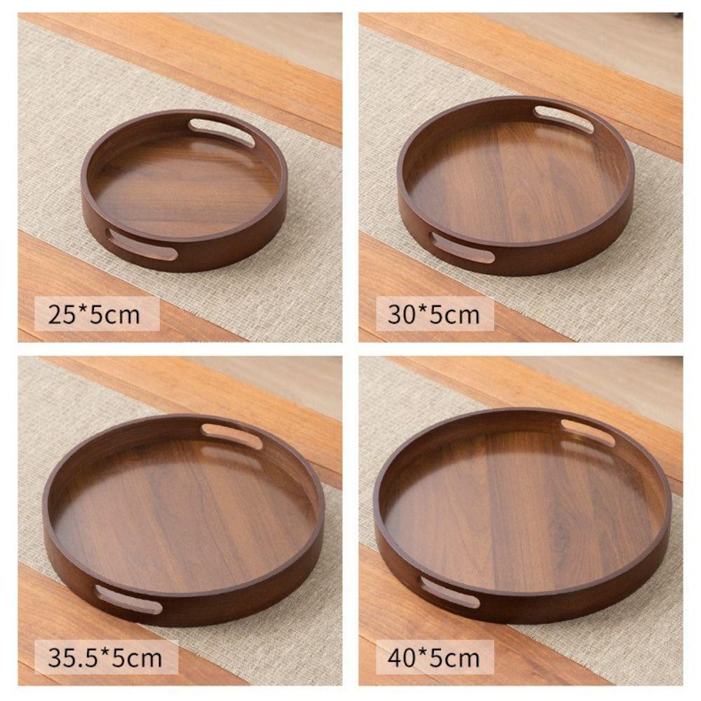 Walnut Color Food Storage Trays Round Dessert Pallet Decorate Tray Bamboo Wooden Tray  Kitchen