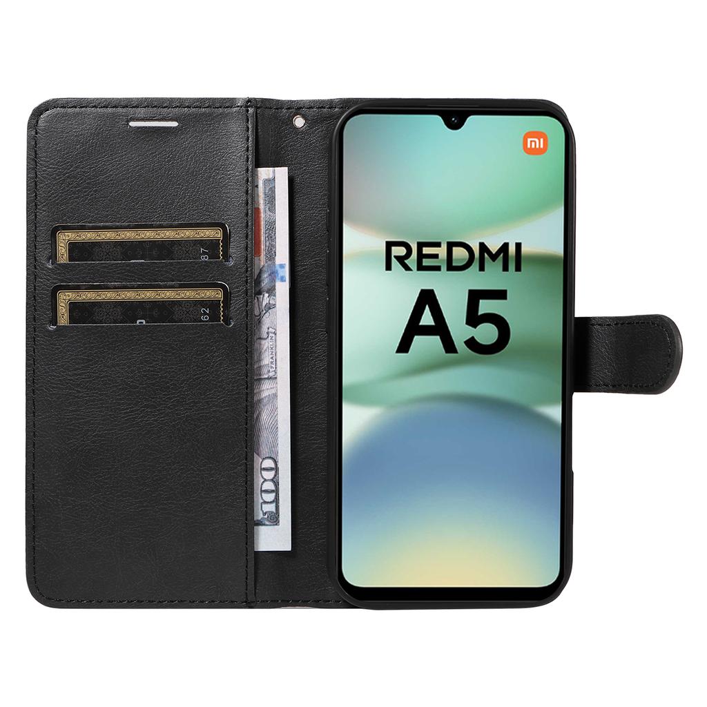 For Xiaomi Redmi A5 4G (171.7*77.8*8.3mm) Leather Wallet Case with Strap Solid Color Phone Stand Cover