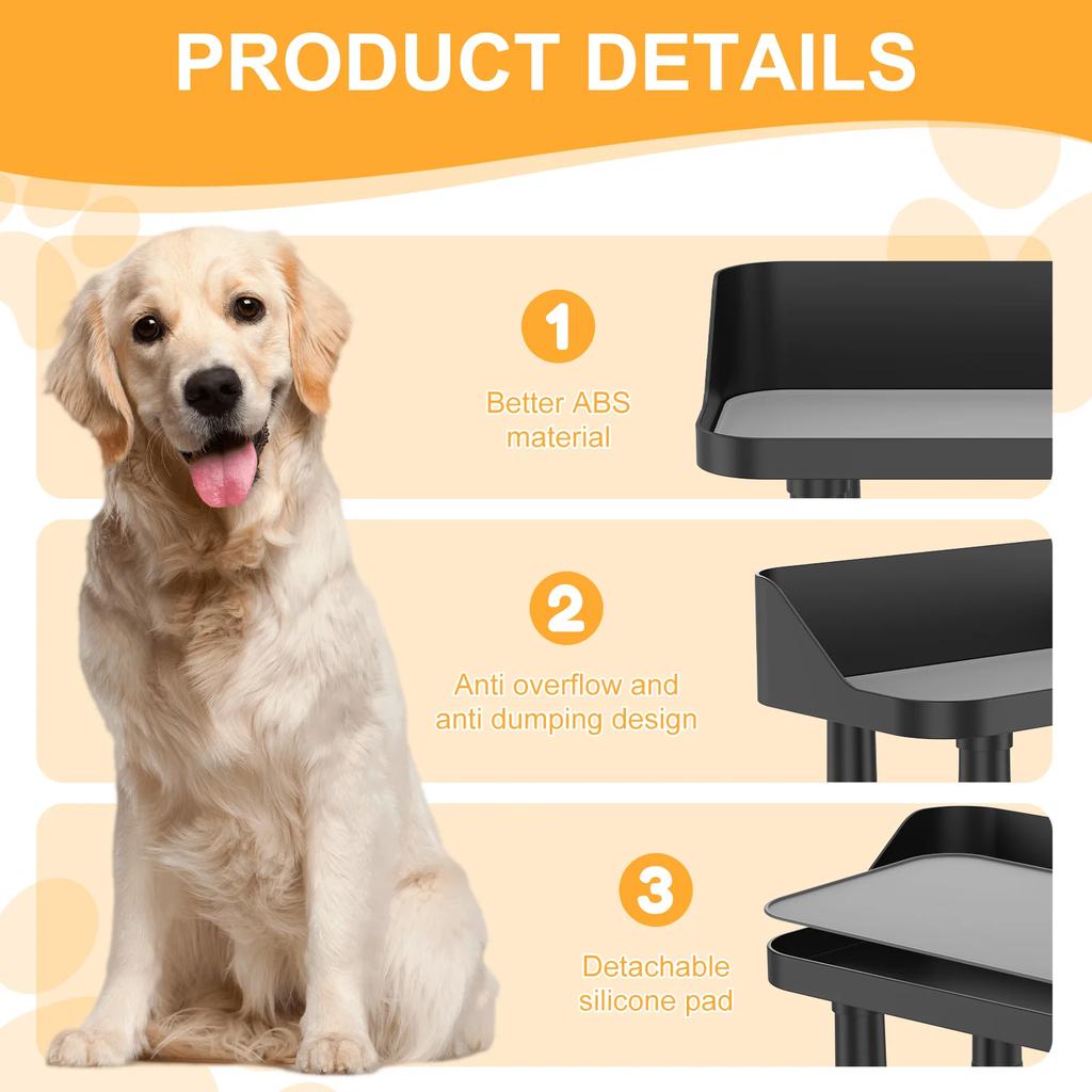 Elevated Dog Feeder Bowls Adjustable Raised Pet Feeding Station with Splash Guard for Small Medium Large Dogs