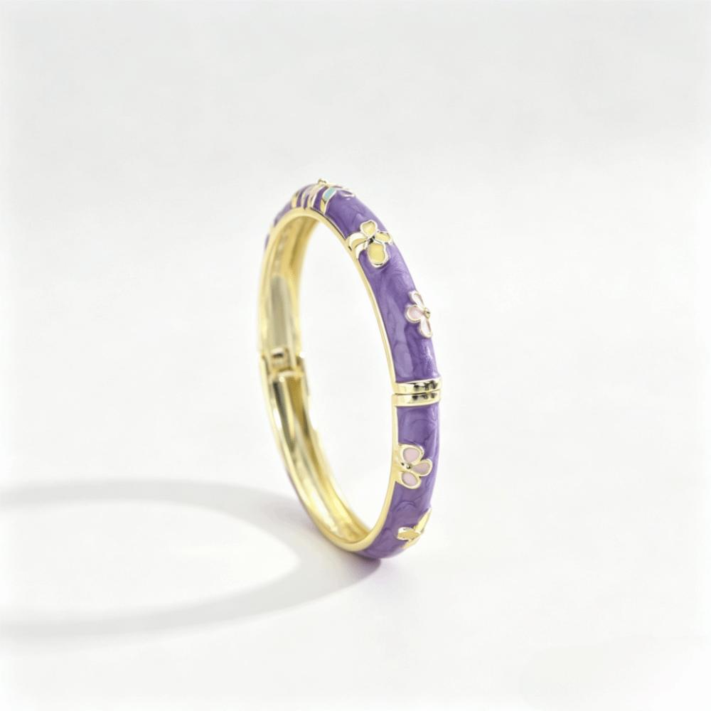 Elegant Design Enamel Bangle Flower Texture Open Clamp Bangle Light Luxury Dropped Glaze  Gifts