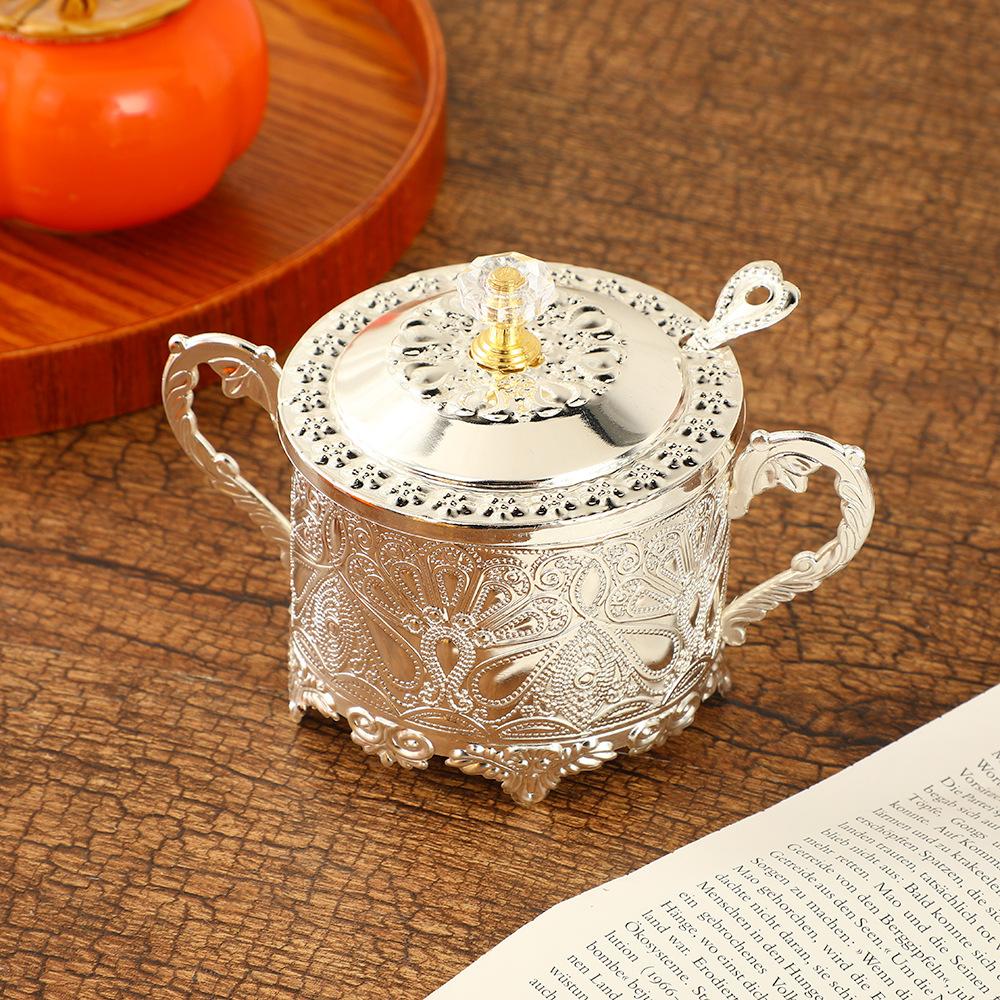 sugar cup seasoning jar, home kitchen monosodium glutamate white sugar storage jar fashionable relief exquisite seasoning jar