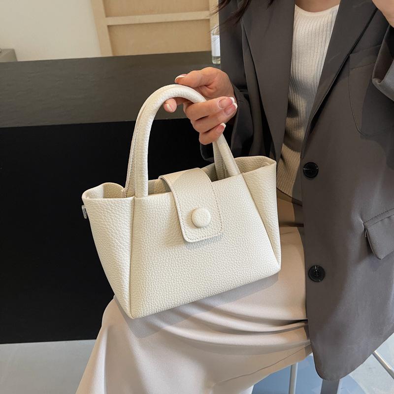 Stylish and Simple Hand Bag, New Women's Bag, Casual Lychee Pattern Bucket Bag, Trendy Texture Messenger Bag