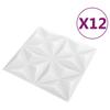 Wall Panels 12 pcs 50 x 50 cm Origami White XPS Foam