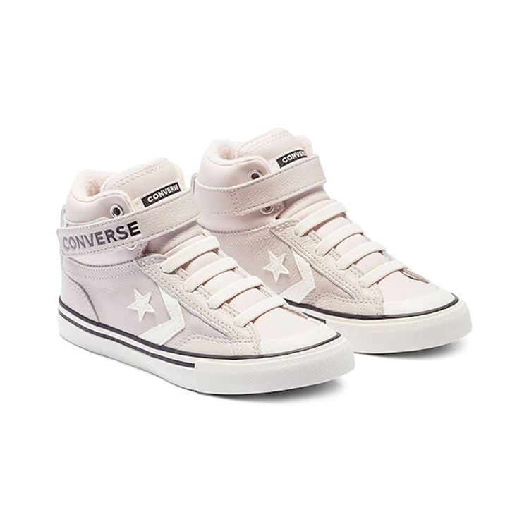 Converse Pro Blaze Strap High GS Leather & Heathered Knit - Silt Red Kids Sneakers Pink Bright-Coral Egret 669317C