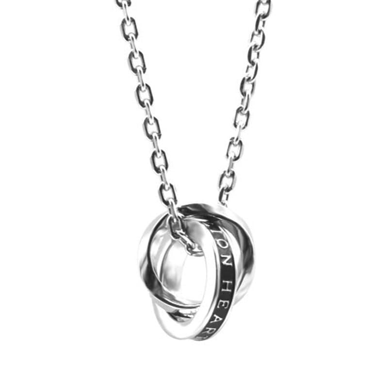 

Lionheart Men s Logo Double Ring Necklace, Gift Wrapped, Made of 316L Surgical Stainless Steel, Hypoallergenic, with Custom Pouch (Silver and Black)