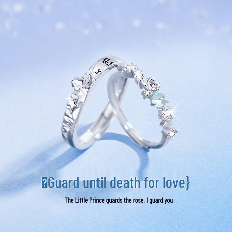The Little Prince and Rose 925 Silver Couple Rings