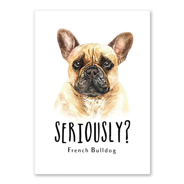 

Скандинавская простая милая собака Бассет-хаунд Ротвейлер Померанский шпиц Французский бульдог Текстовая роспись Гостиная Диван Украшение стены Безрамное 21*30cm