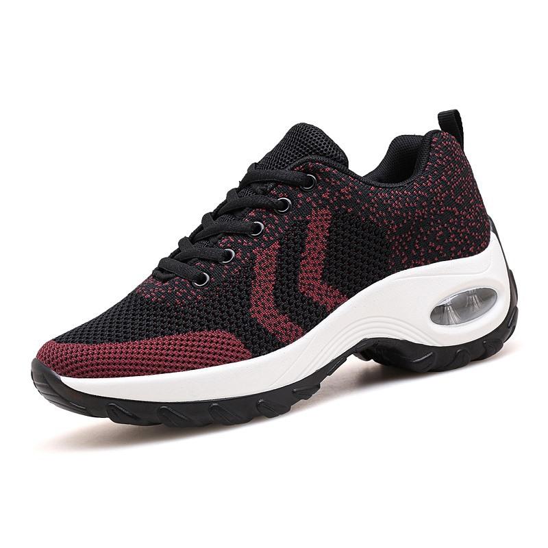 Summer New Square Dance Shoes Women'S Shoes Air Cushion Heightening Shoes Women'S Large Size Fly-Woven Breathable Dance Shoes Outdoor Sports Shoes