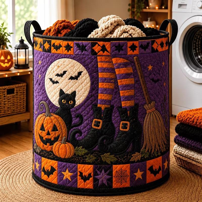 Halloween Quilted Cotton Laundry Basket Storage Organizer Home