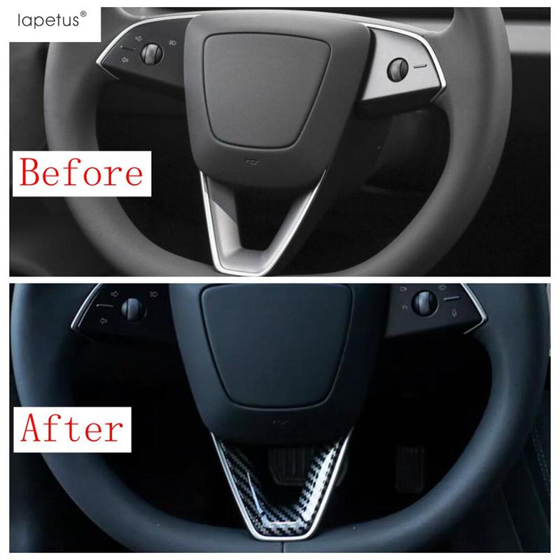 Steering Wheel / Window Lift / Rear Water Cup Panel / Central Storage Box Strip Cover Trim Accessories For Tesla Model 3 2024