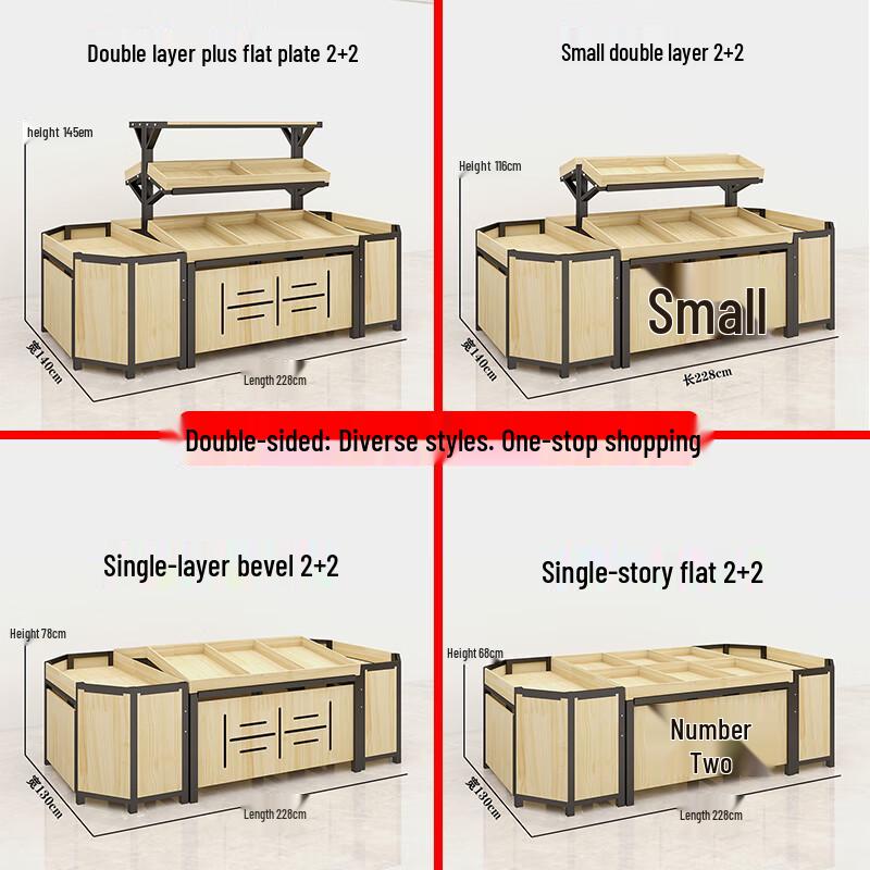 Nowoczesny regał ekspozycyjny na owoce i warzywa ze stali i drewna